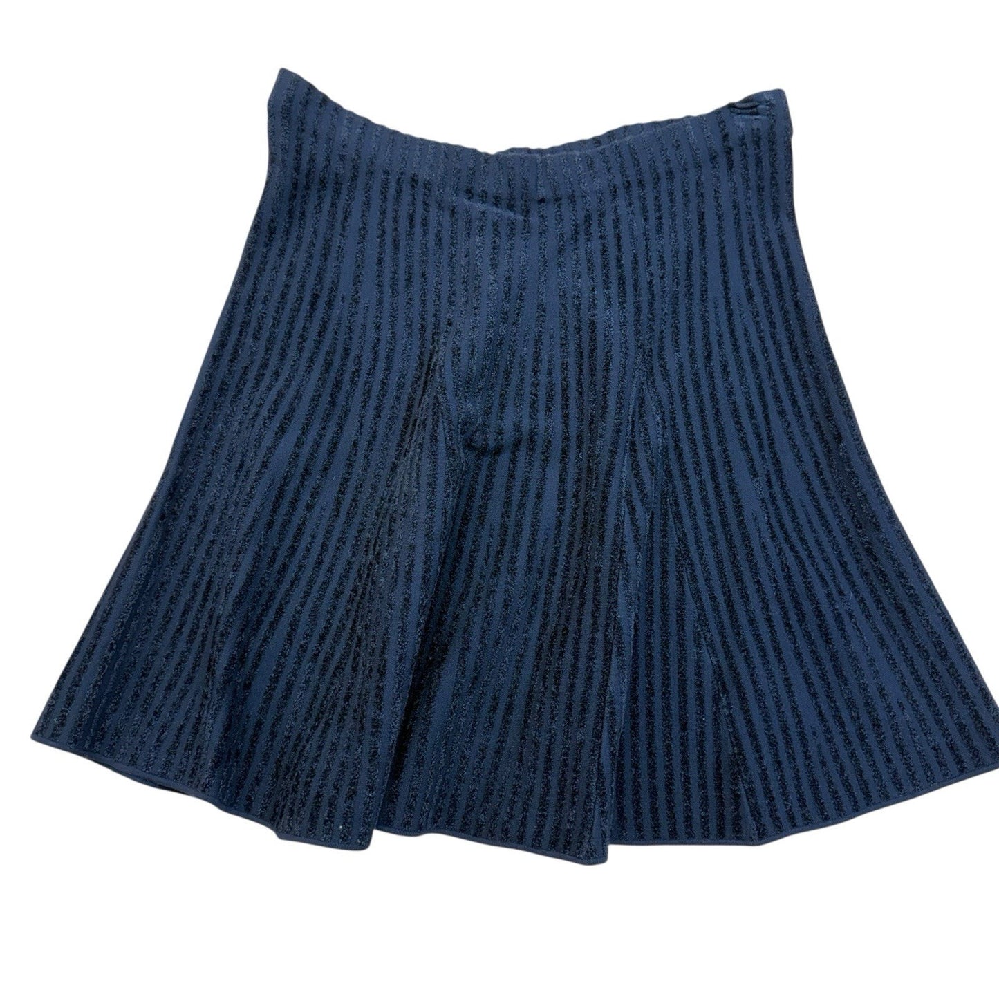 Ann Taylor Navy Knit Peplum Top & Skirt Set Women’s Size L Textured