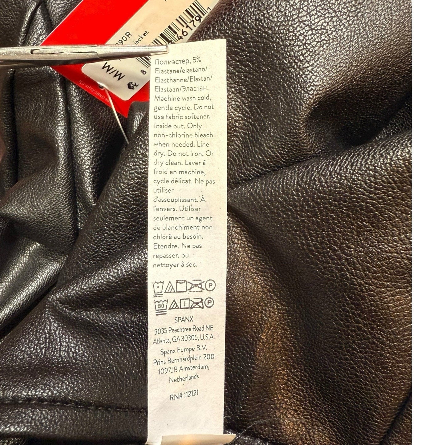 Spanx Faux Leather Moto Jacket Women’s Size M Black Zip Front NWT