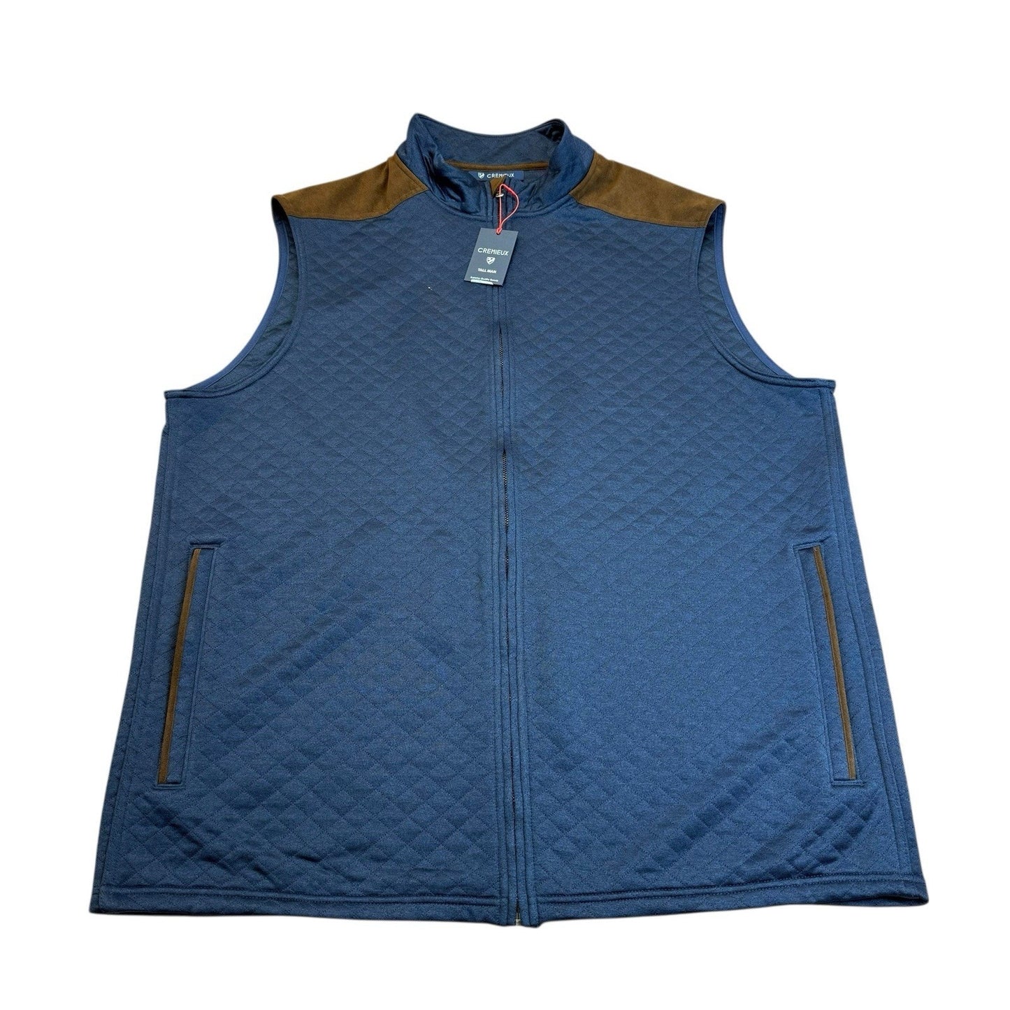 Cremieux Quilted Zip Vest Blue Tall Man 2XT New With Tags Men's