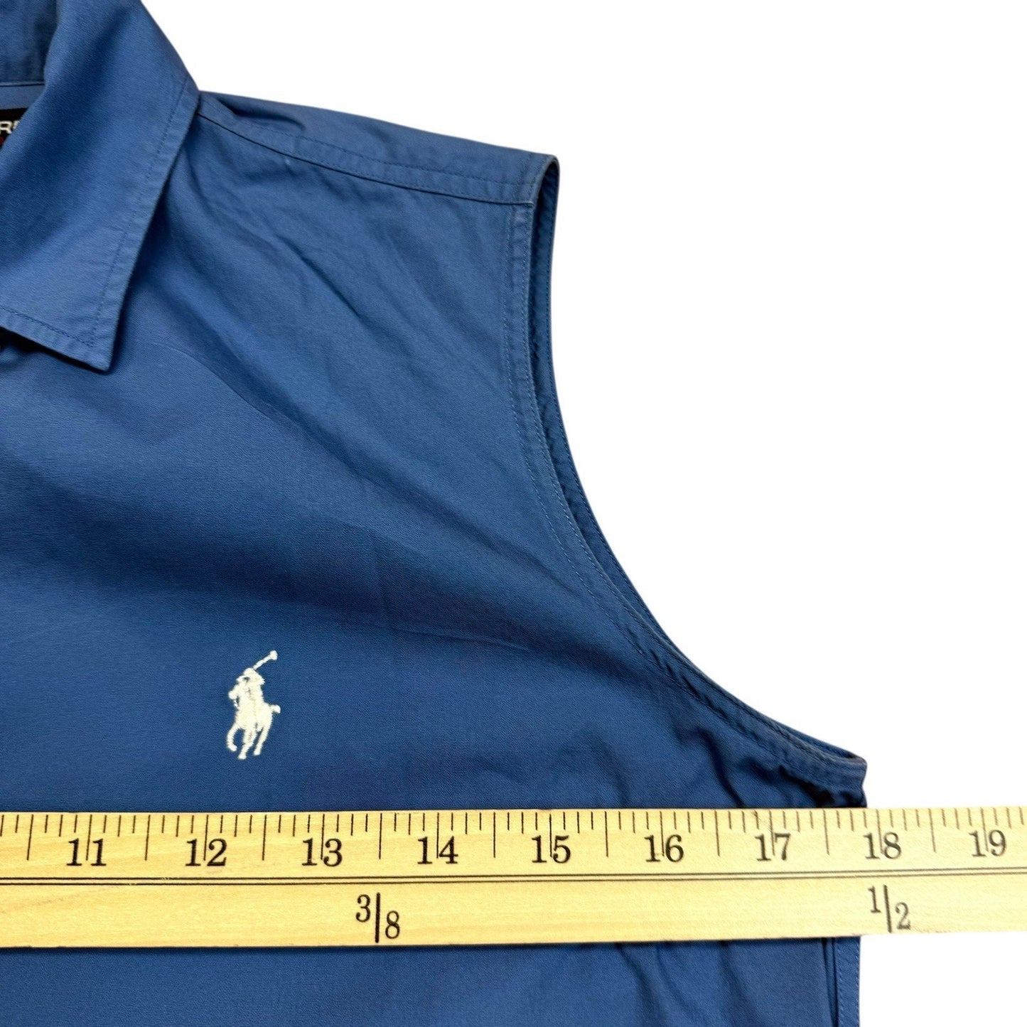 Vintage Polo Ralph Lauren Sleeveless Button-Up Shirt Blue Logo Size 4 Y2K Women's