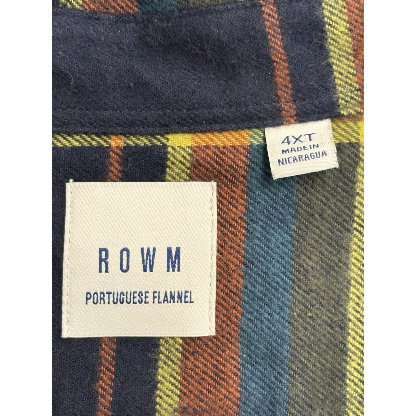 NWT's ROWM SOFT Portuguese Button Down Multi Men's Blue Shirt 4XT MSRP $89