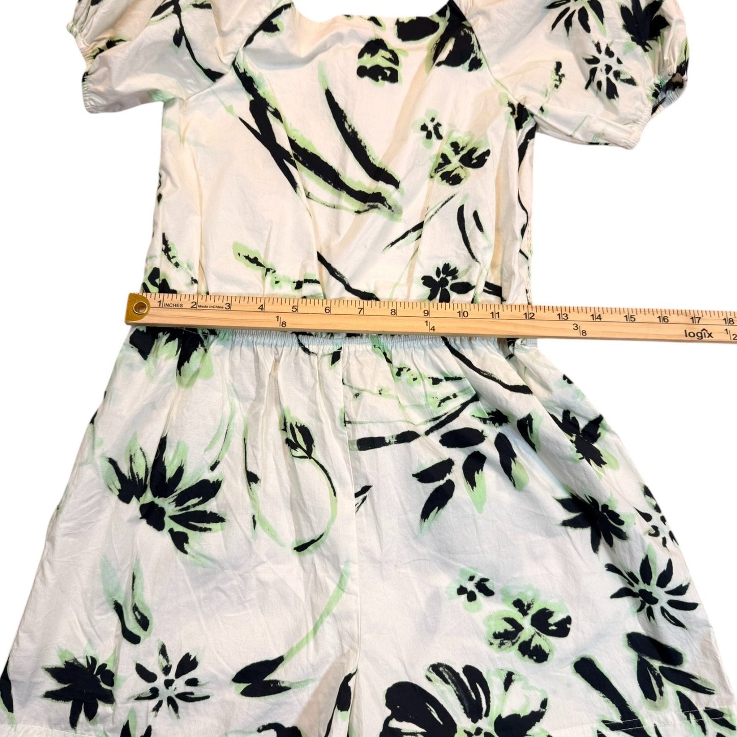 Tanya Taylor Mini Stevie Romper Girl's L Floral Puff Sleeve NWT $145 White