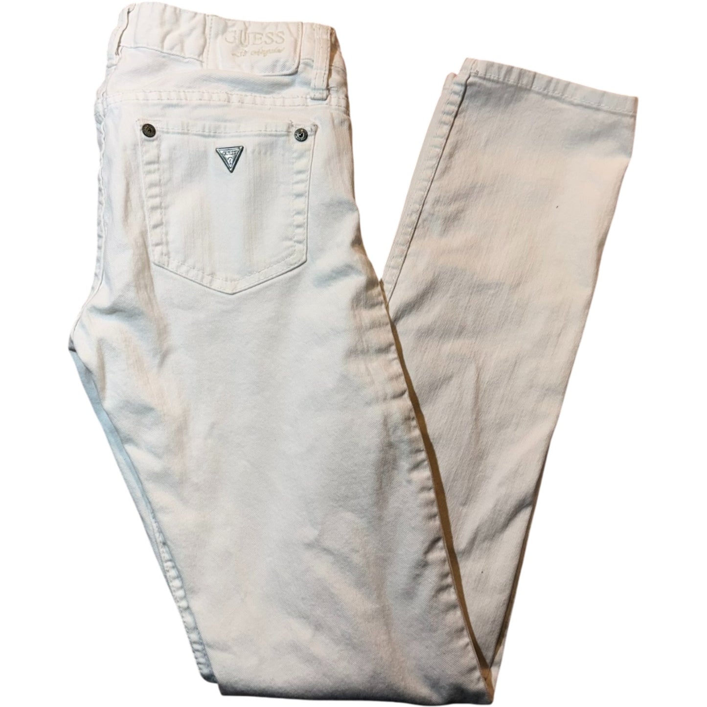 Vintage GUESS Y2K White Skinny Jeans Women’s Size 27 Early 2000s