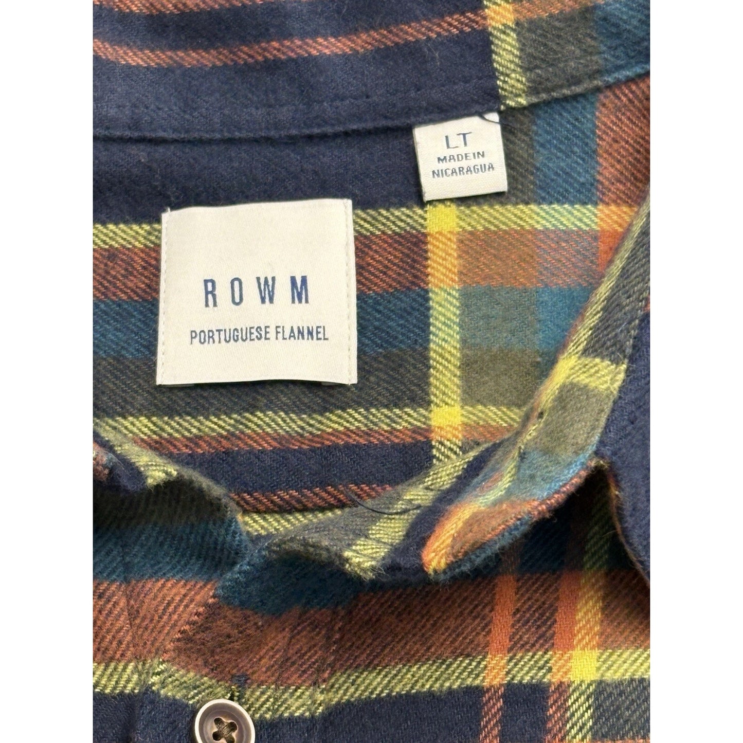NWT's ROWM Portuguese Flannel Multi Orange, Blue, White Men's $89 Button Down