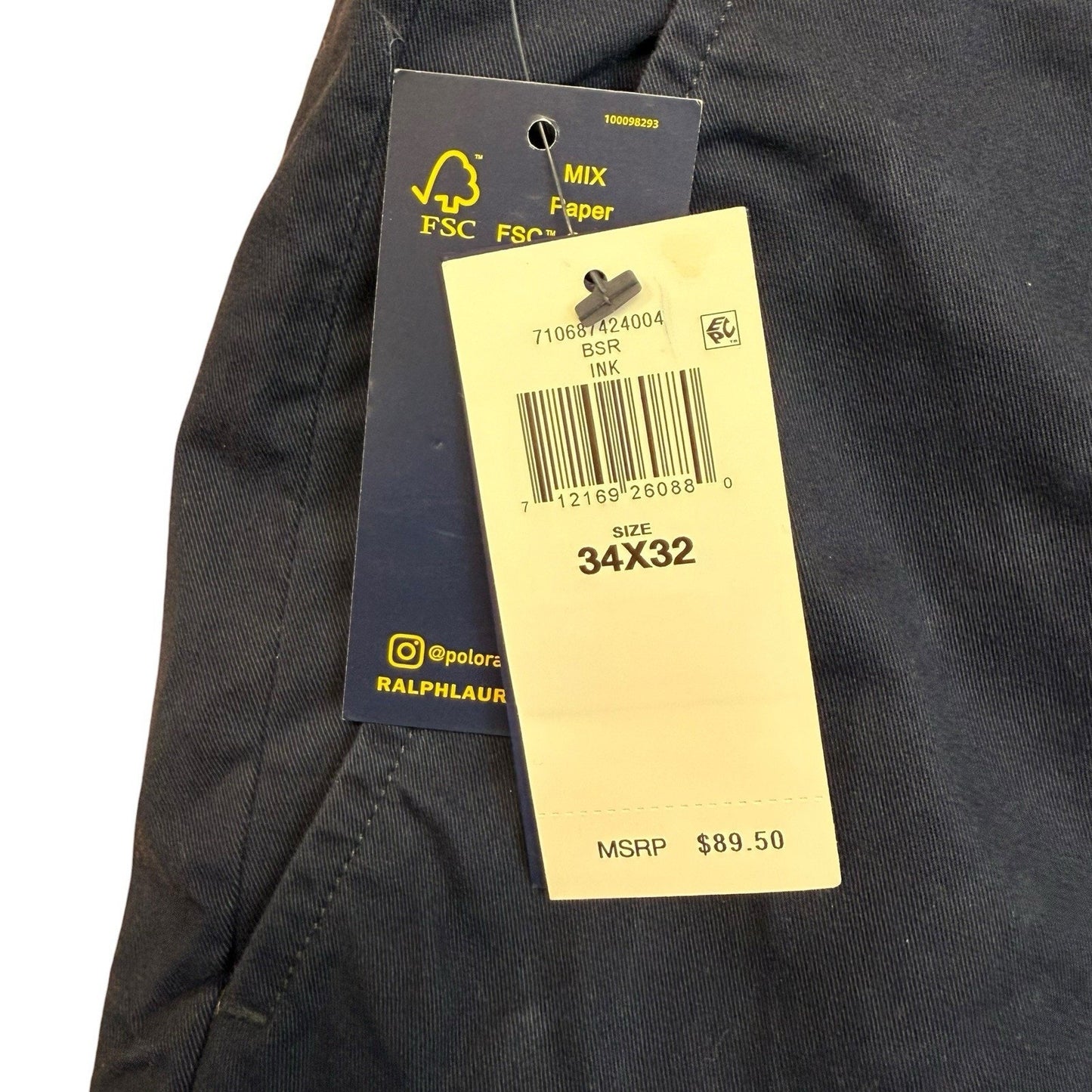 Polo Ralph Lauren Men's Pants 34x32 Blue Bedford Straight Fit Chino Dress New