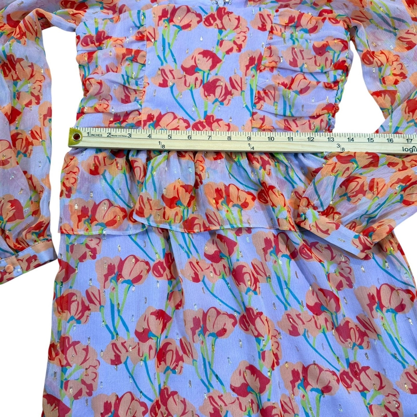 Buru Women's Size XS Floral Tiered Dress Sweetheart Neckline W/Pockets