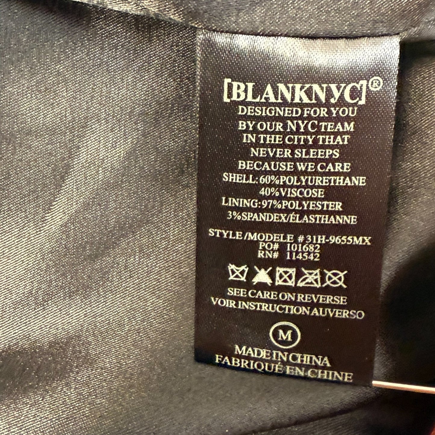 BlankNYC Women’s Medium Metallic Gold Moto Biker Leather Jacket Zip Pockets