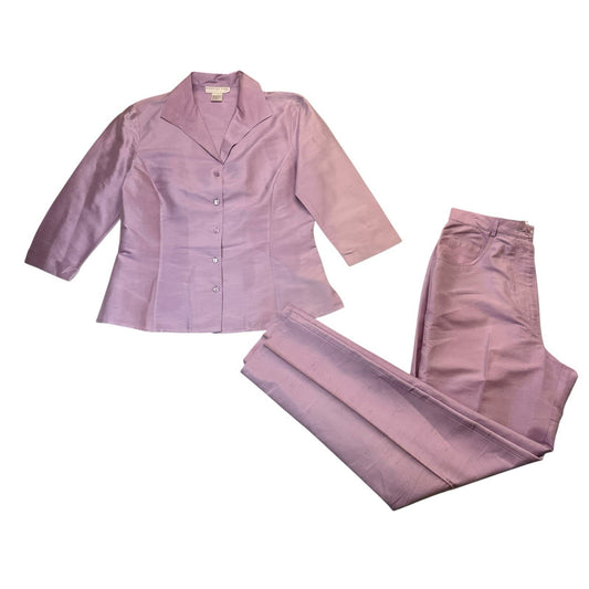 Doncaster 100% Silk Pantsuit Lilac Purple Size 4 Y2K Career Suit Women's