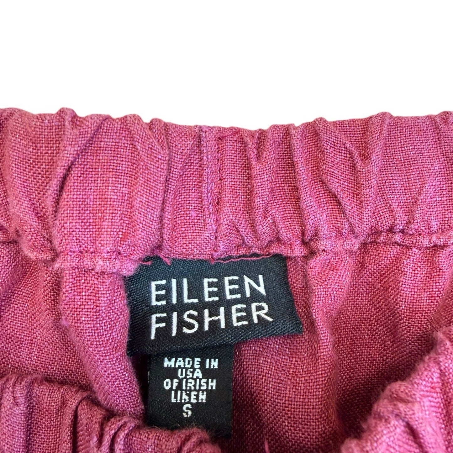 Vintage Eileen Fisher Linen Pants Women’s Pink Elastic Waist Straight Leg 90s