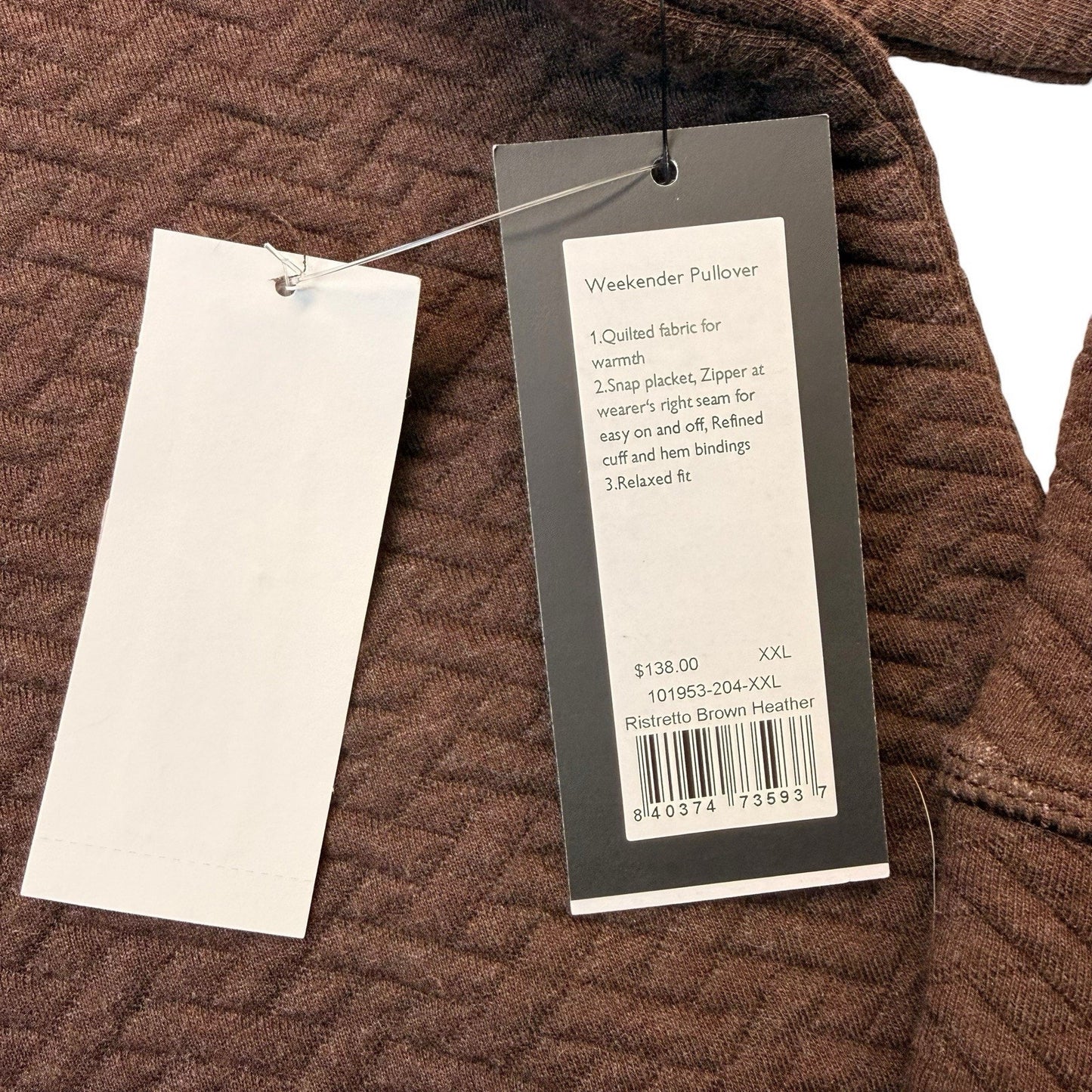 Rhone Weekender Pullover Men’s NWT Brown Heather Small 2XL $138