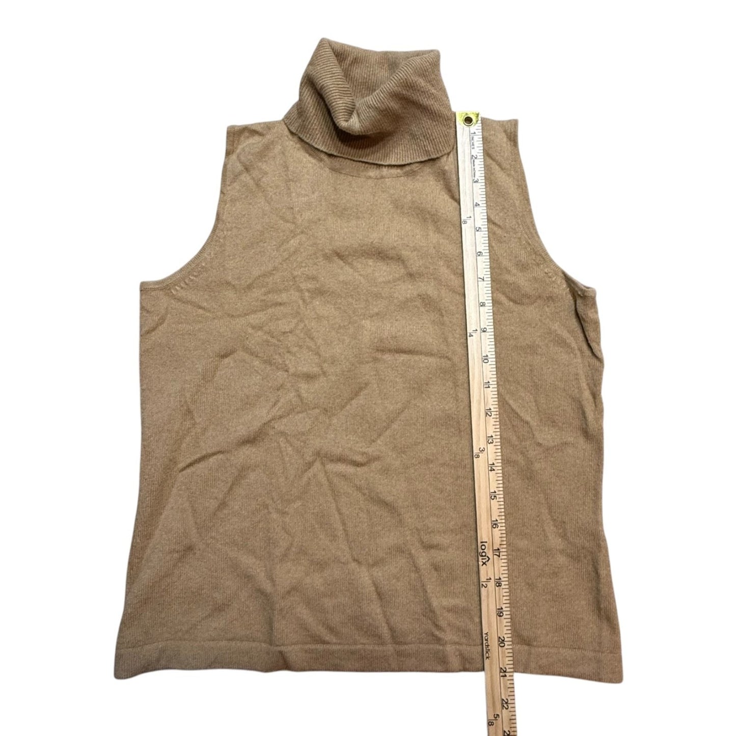 Y2K Doncaster Collection Beige Cashmere Sleeveless Turtleneck Size S Women's Blouse