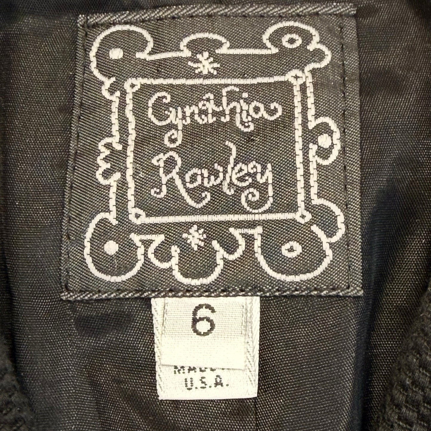 Vintage Cynthia Rowley Black Cotton Blazer Jacket USA Size 6 Women's