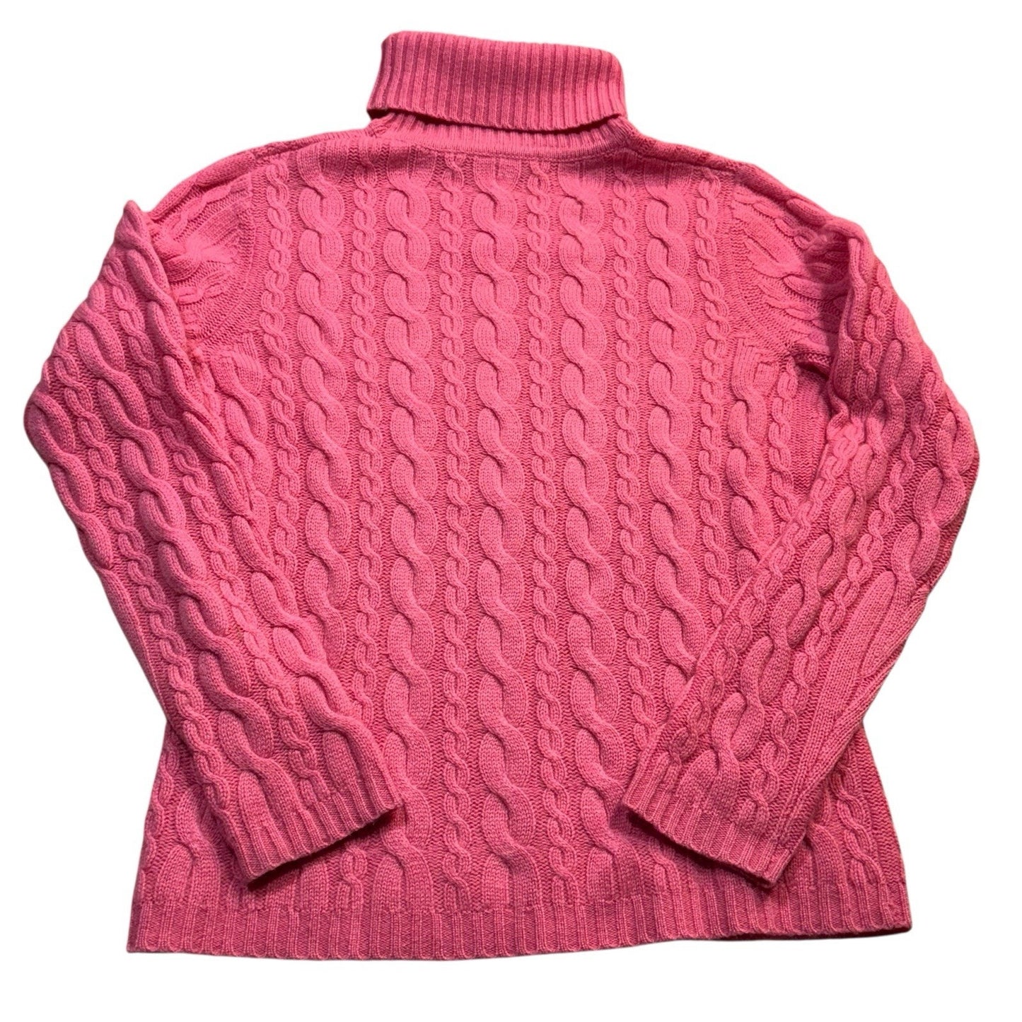 VTG Don Caster Sports Women’s 100% Cashmere Cable Knit Turtleneck Sweater Sz Small Pink