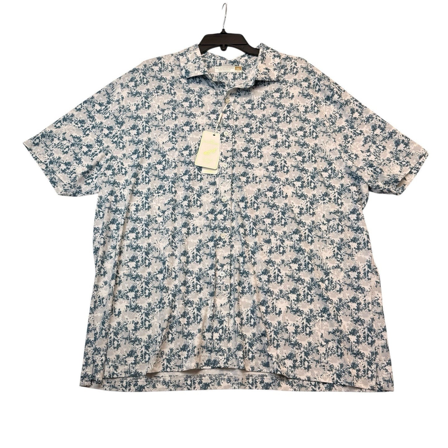 Hart Schaffner Marx Luxury Performance Shirt 2XL NWT Stretch Blue Floral $89 Women's Blouse