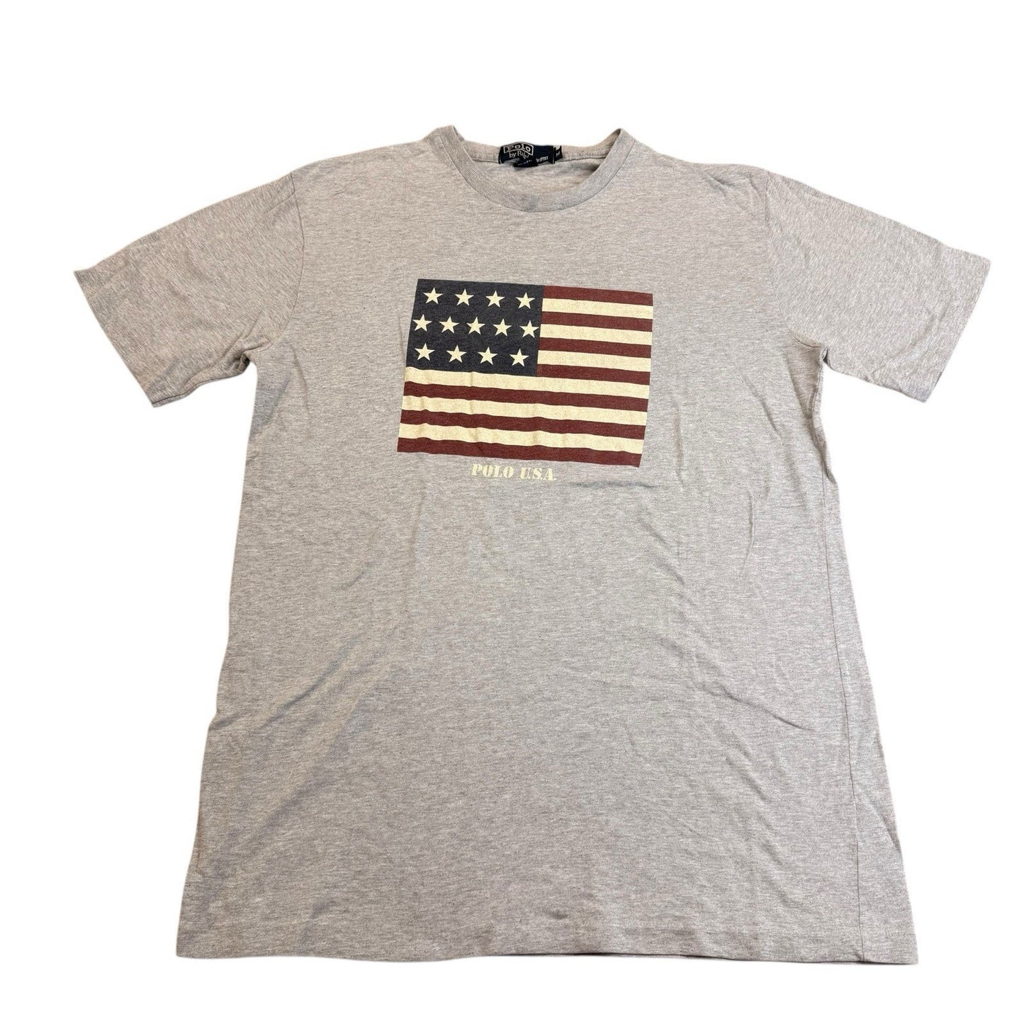Vintage Polo Ralph Lauren USA Flag T-Shirt Men's M Made USA Y2K Tee