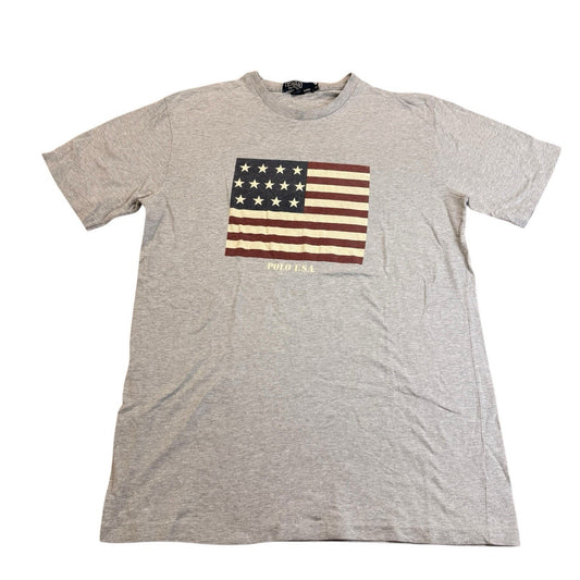 Vintage Polo Ralph Lauren USA Flag T-Shirt Men's M Made USA Y2K Tee