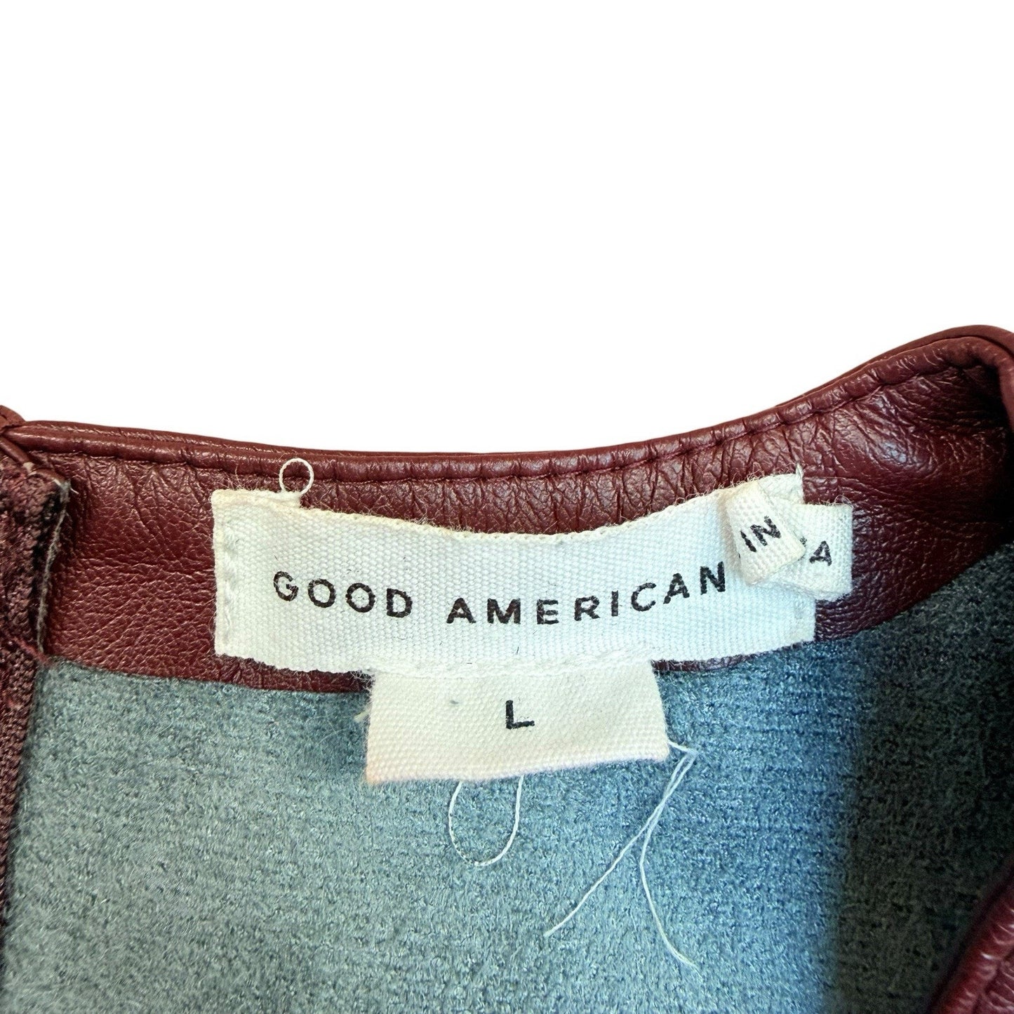 Good American Faux Leather Crop Top Burgundy Sleeveless L Women's Blouse