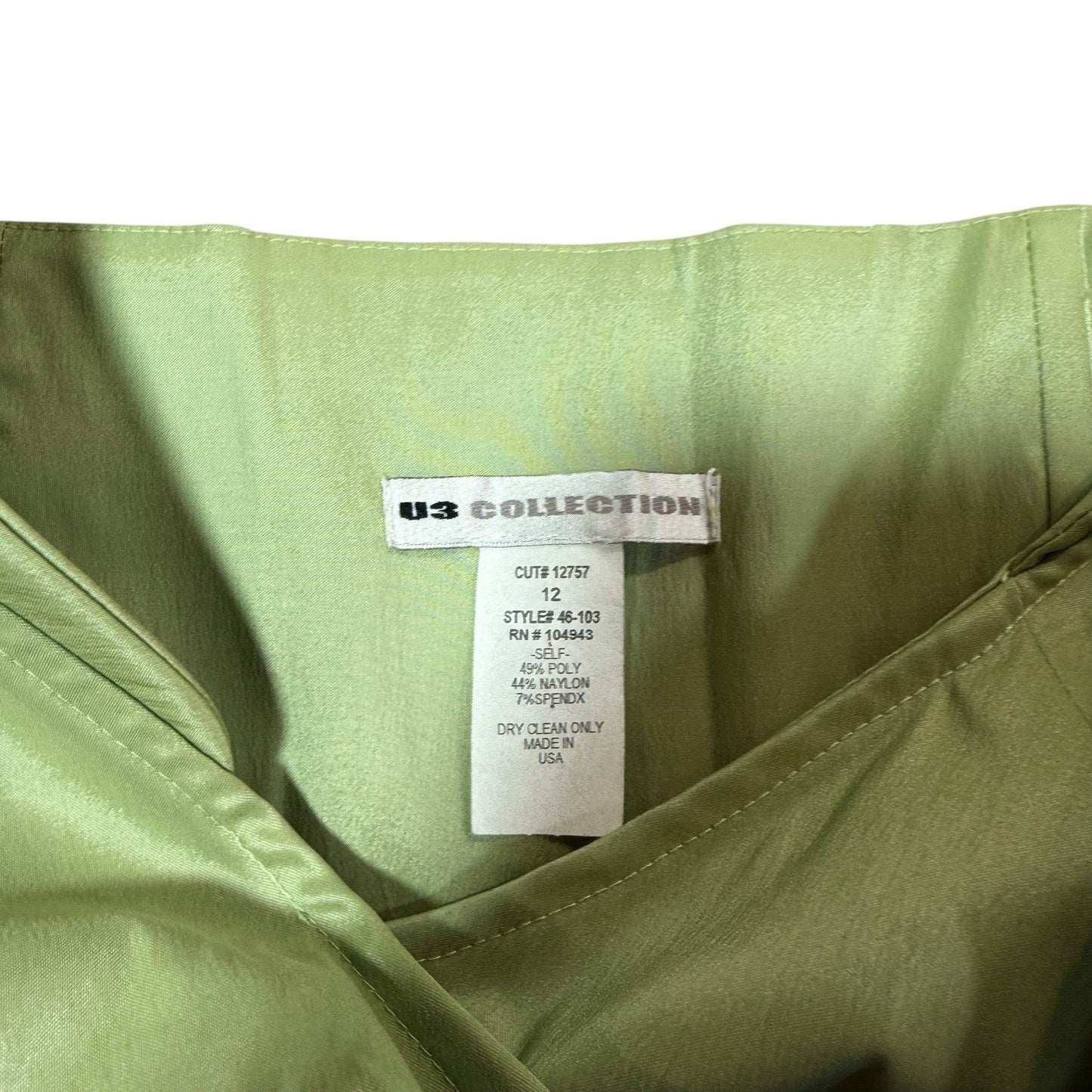 U3 Collection Vintage Sage Green Halter Dress Women’s 12 Satin Bow Made in USA