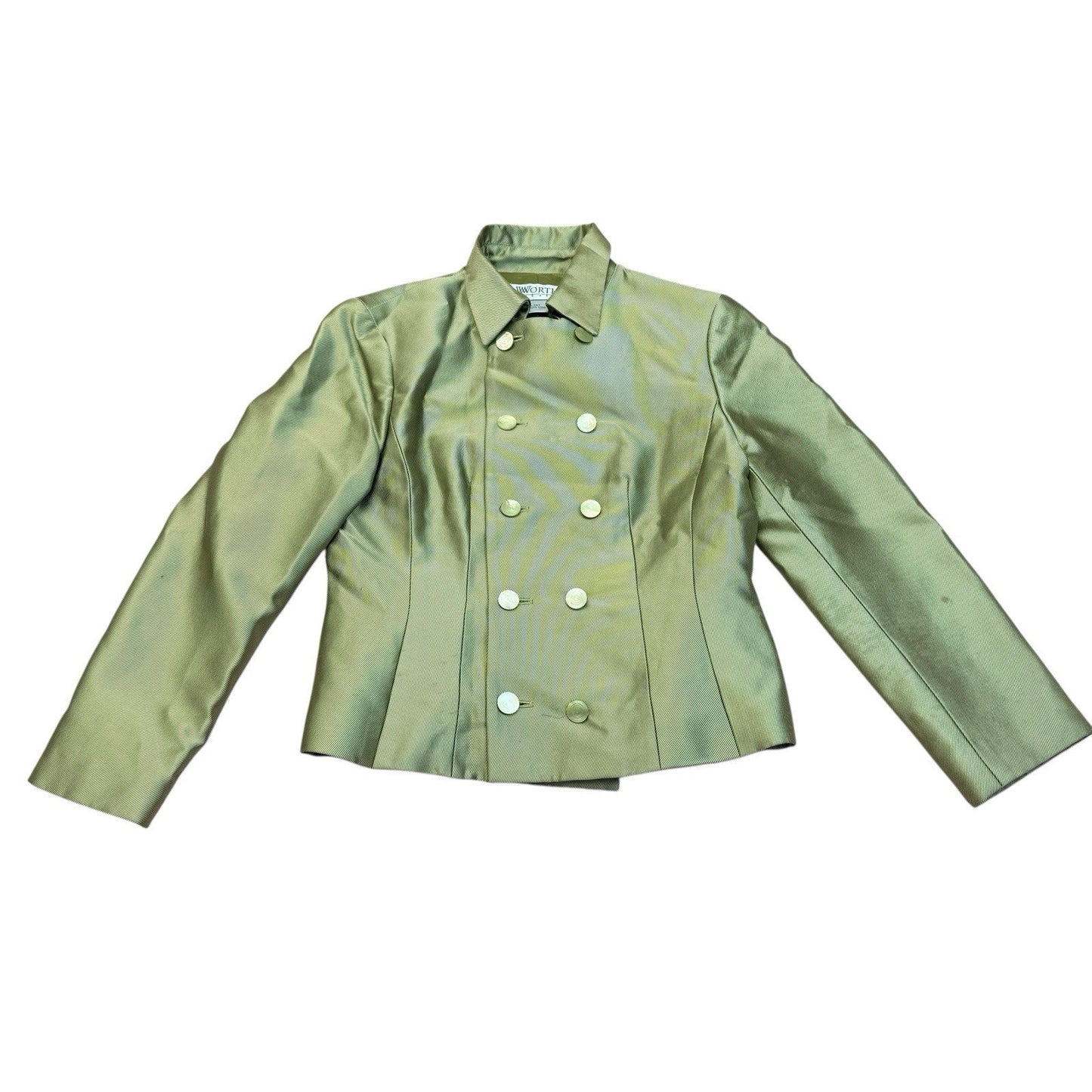 Worth Petite Green Silk Blend Jacket & Halter Top Set Women’s Size 10