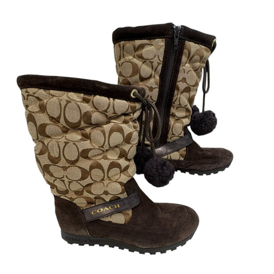 Coach Women's Size 6 1/2 Juniper Suede Winter Brown Boots Shoes