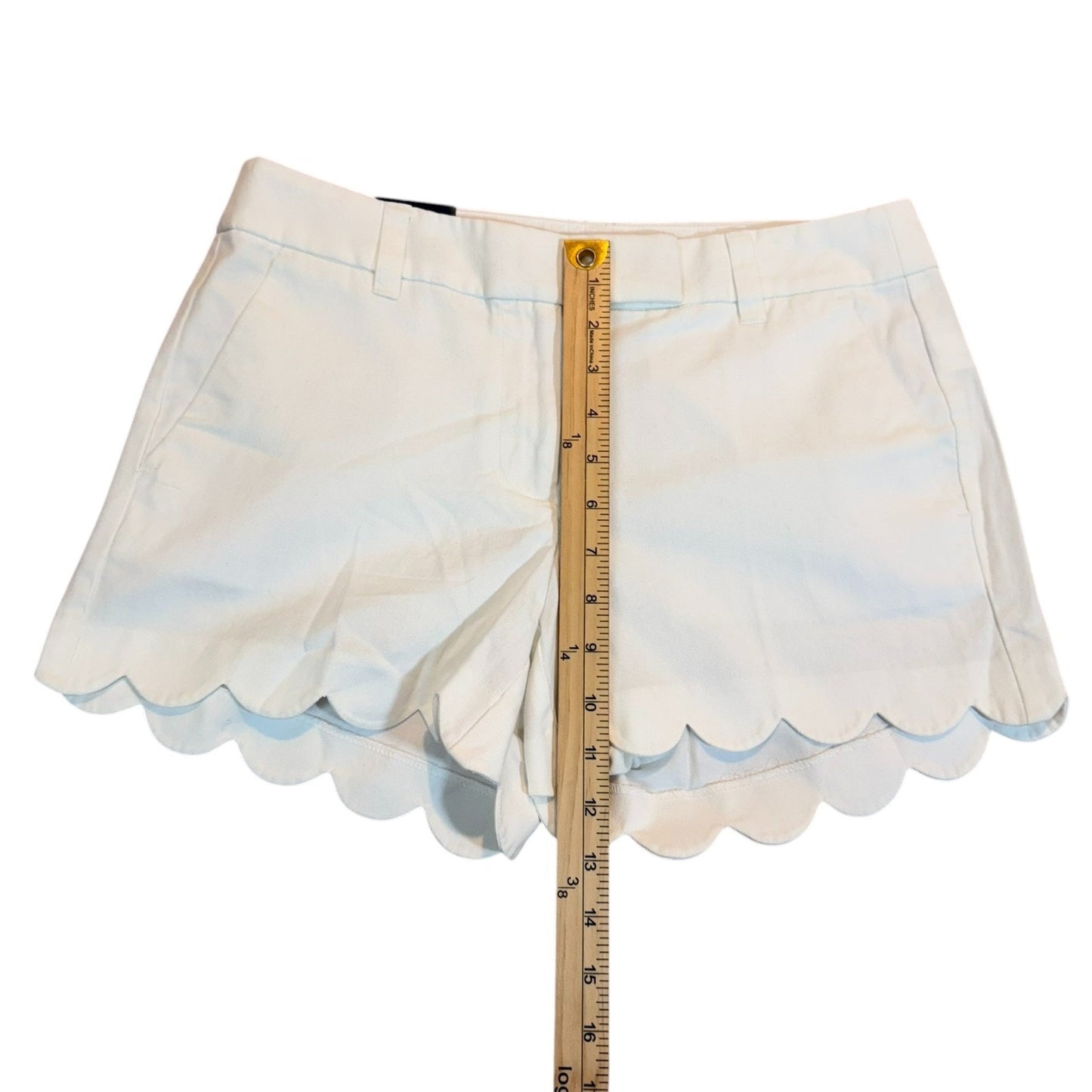 J. Crew Women's Size 4 White Culotte Scallop Hem Shorts with Pockets - NEW