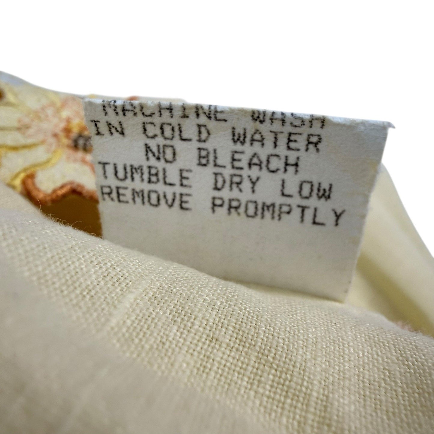 Y2K Pictures Pastel Yellow Linen Sleeveless Midi Dress Floral Hem M Women's