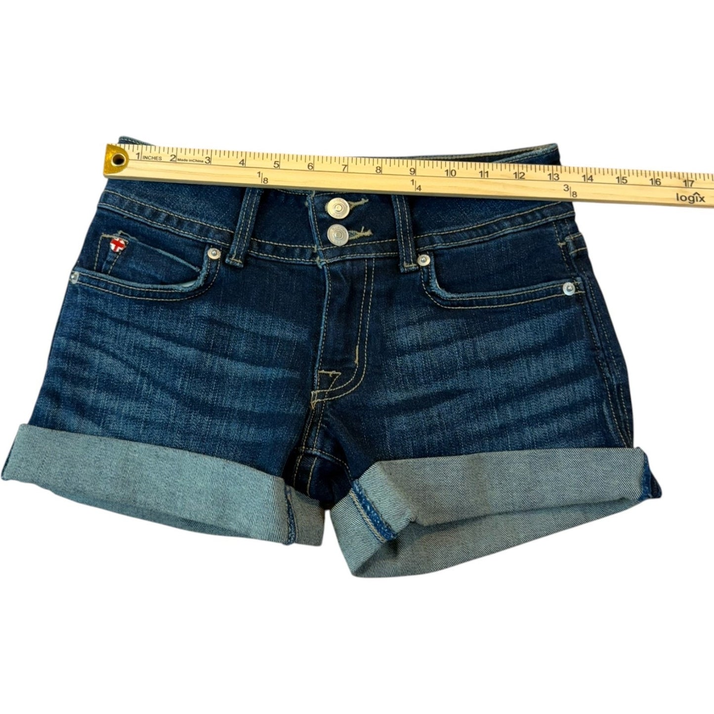 NEW Hudson Women's Size 24 Ruby Mid Thigh Blue Denim Shorts