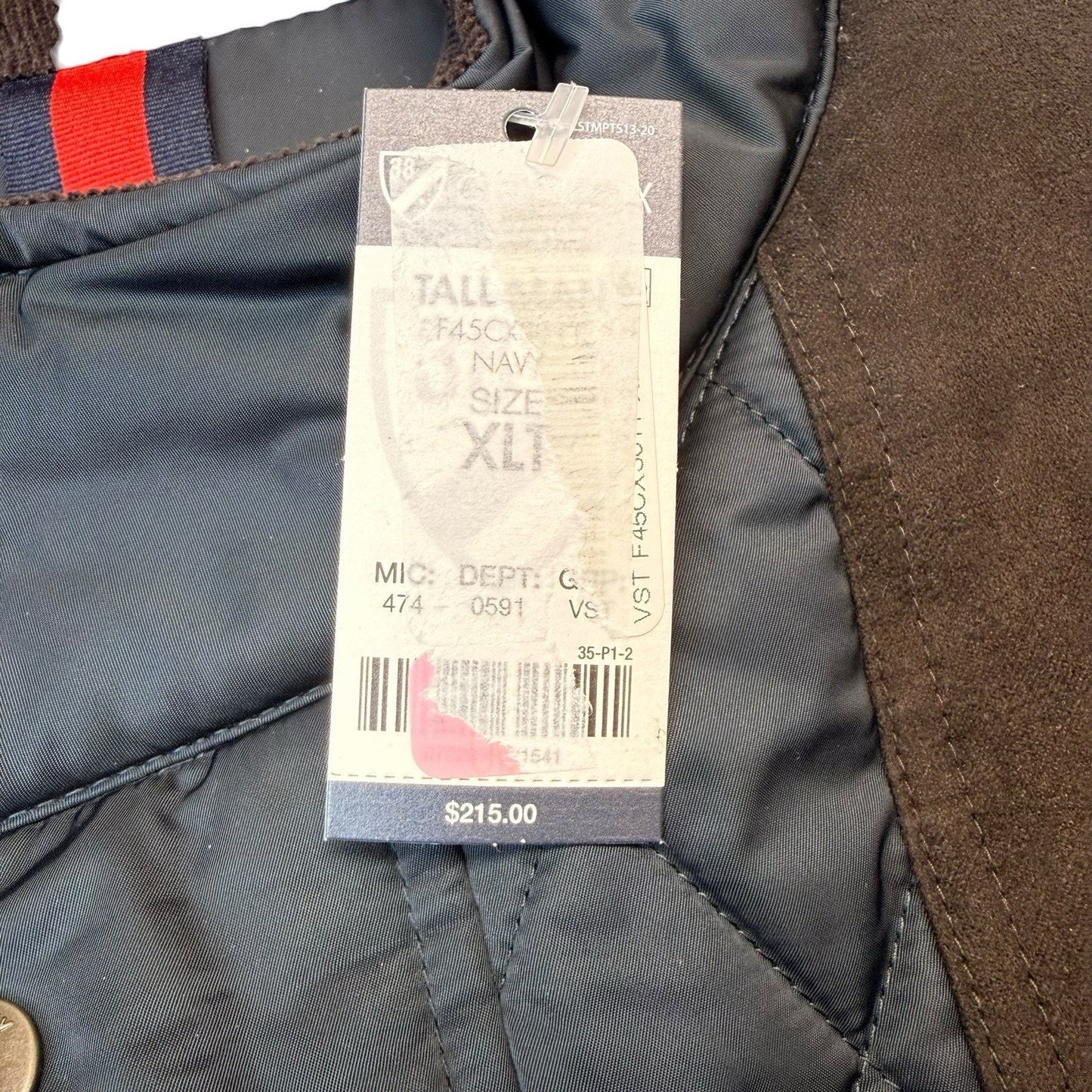 Cremieux Quilted Vest Men’s Big Tall NWT Navy Faux Leather $215
