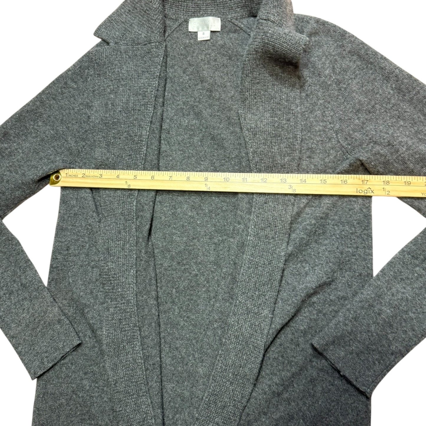 Y2K Carlisle New York 100% Cashmere Gray Open Front Cardigan Size S Women's