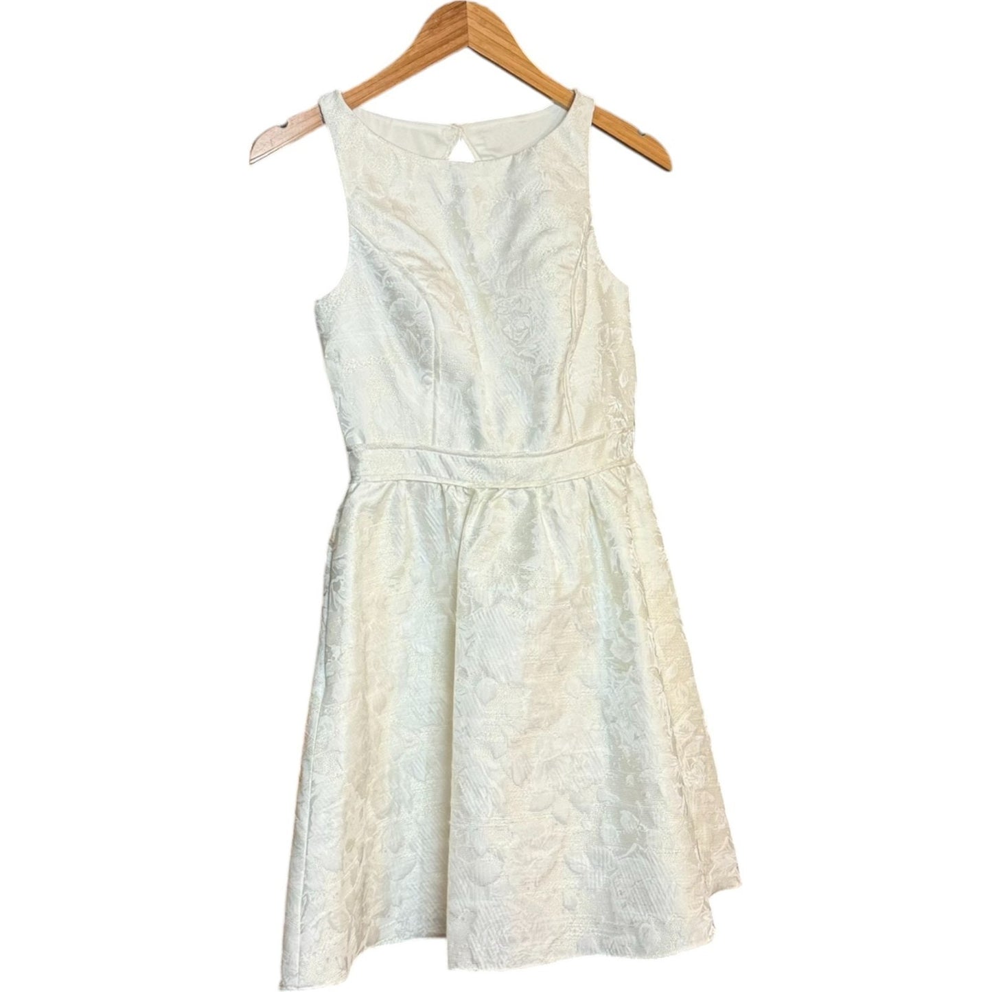 NEW Aidan Mattox Women's Size 4 Lined White Fit and Flare Zip Floral Dress $255