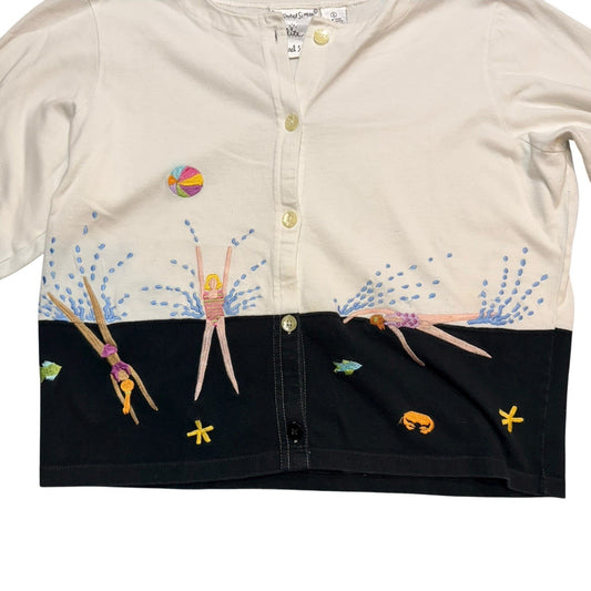 VTG Michael Simon Women’s Embroidered Swimming Cardigan Size Small