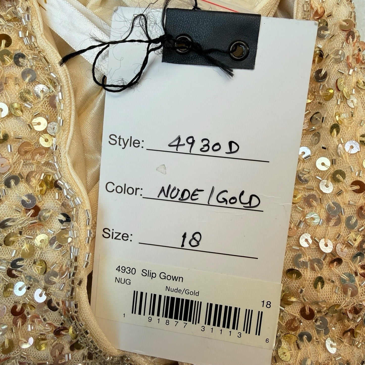 Mac Duggal 4930D Gold Sequin Gown 18 Nude Women's Formal Prom Evening Dress NWT