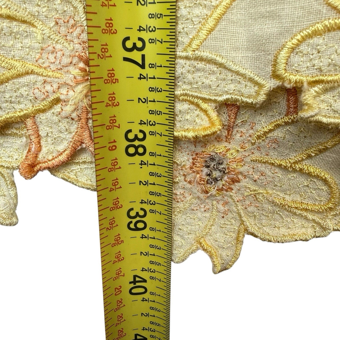 Y2K Pictures Pastel Yellow Linen Sleeveless Midi Dress Floral Hem M Women's