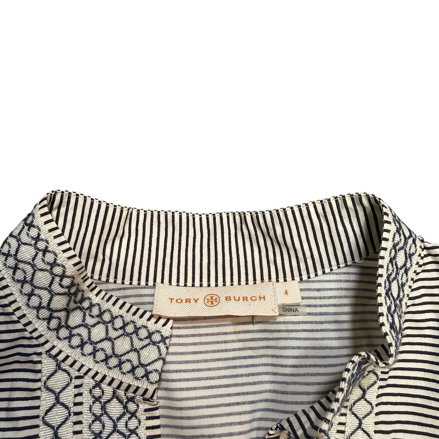Tory Burch Women’s Tunic Dress Gray White Embroidered Boho Style Size 4