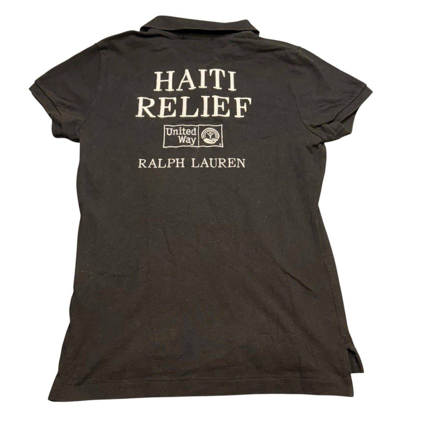 Vintage Polo Ralph Lauren Haiti Relief Women’s Polo Shirt Button-Up Black Size M Rare Logo