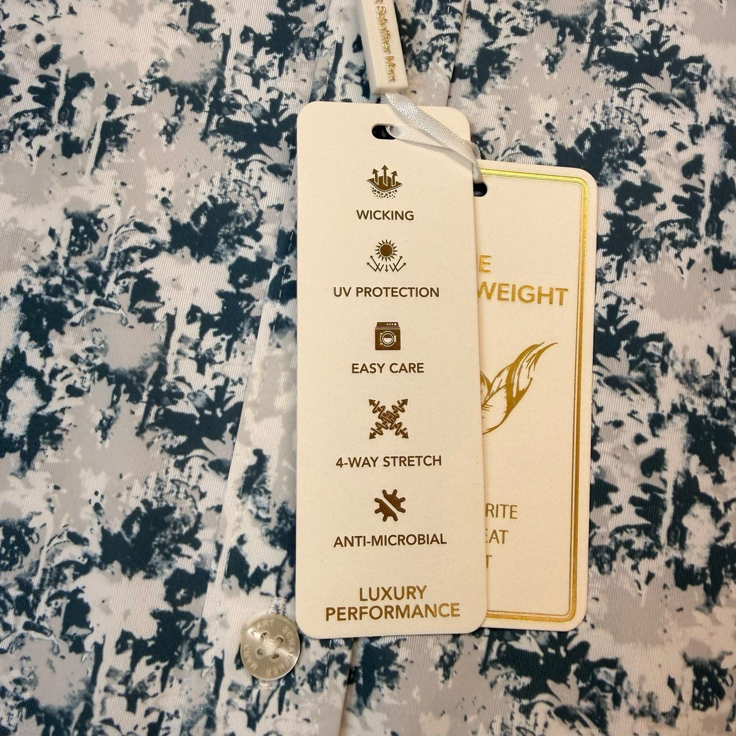 Hart Schaffner Marx Luxury Performance Shirt 2XL NWT Stretch Blue Floral $89 Women's Blouse