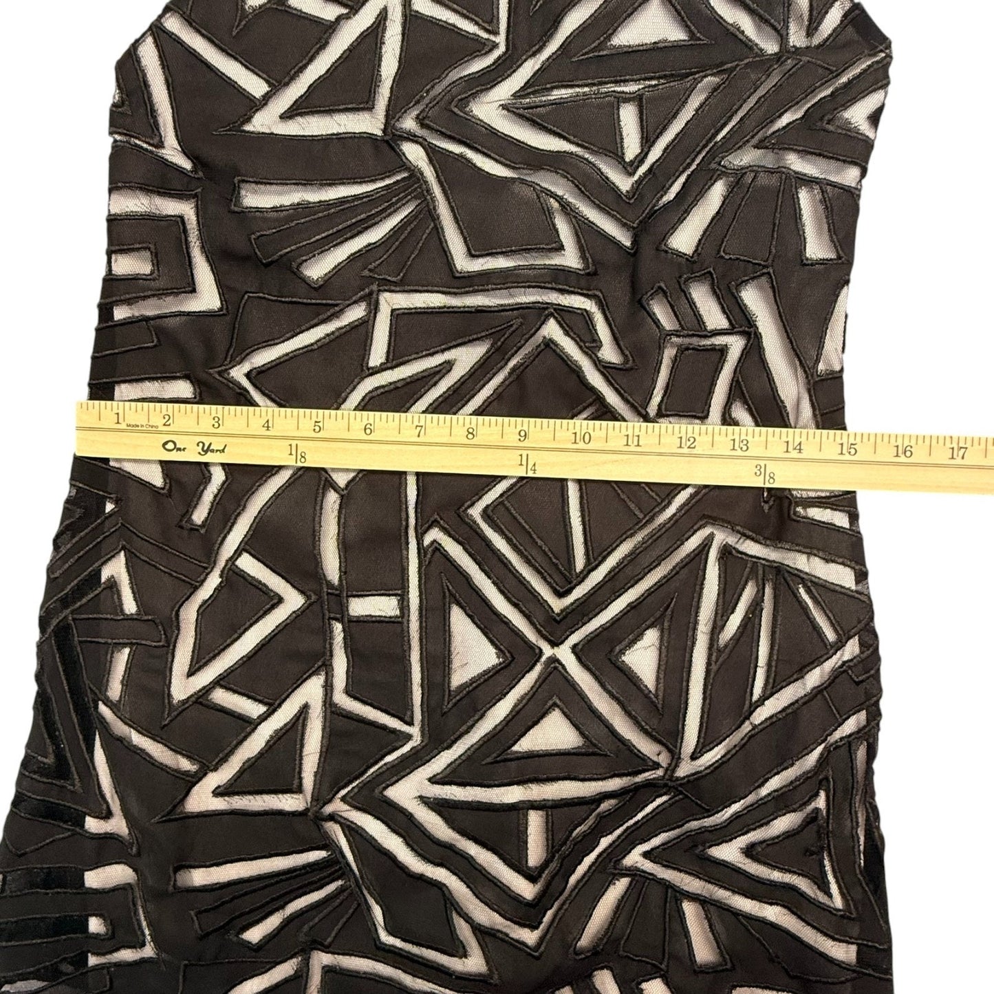 NBD Say It Geometric Mesh Halter Dress XS Black White Lined Open Back Women's