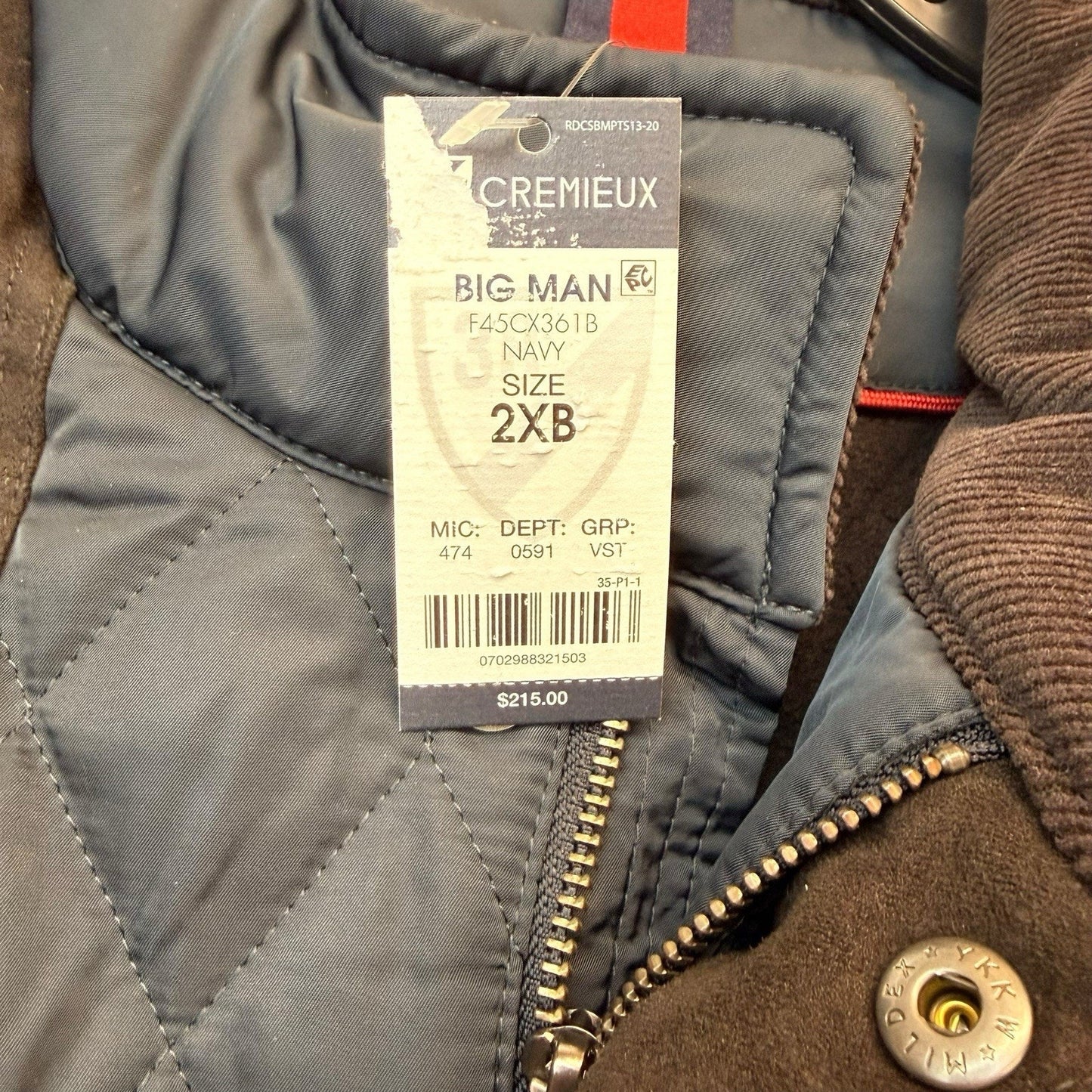 Cremieux Quilted Vest Men’s Big Tall NWT Navy Faux Leather $215
