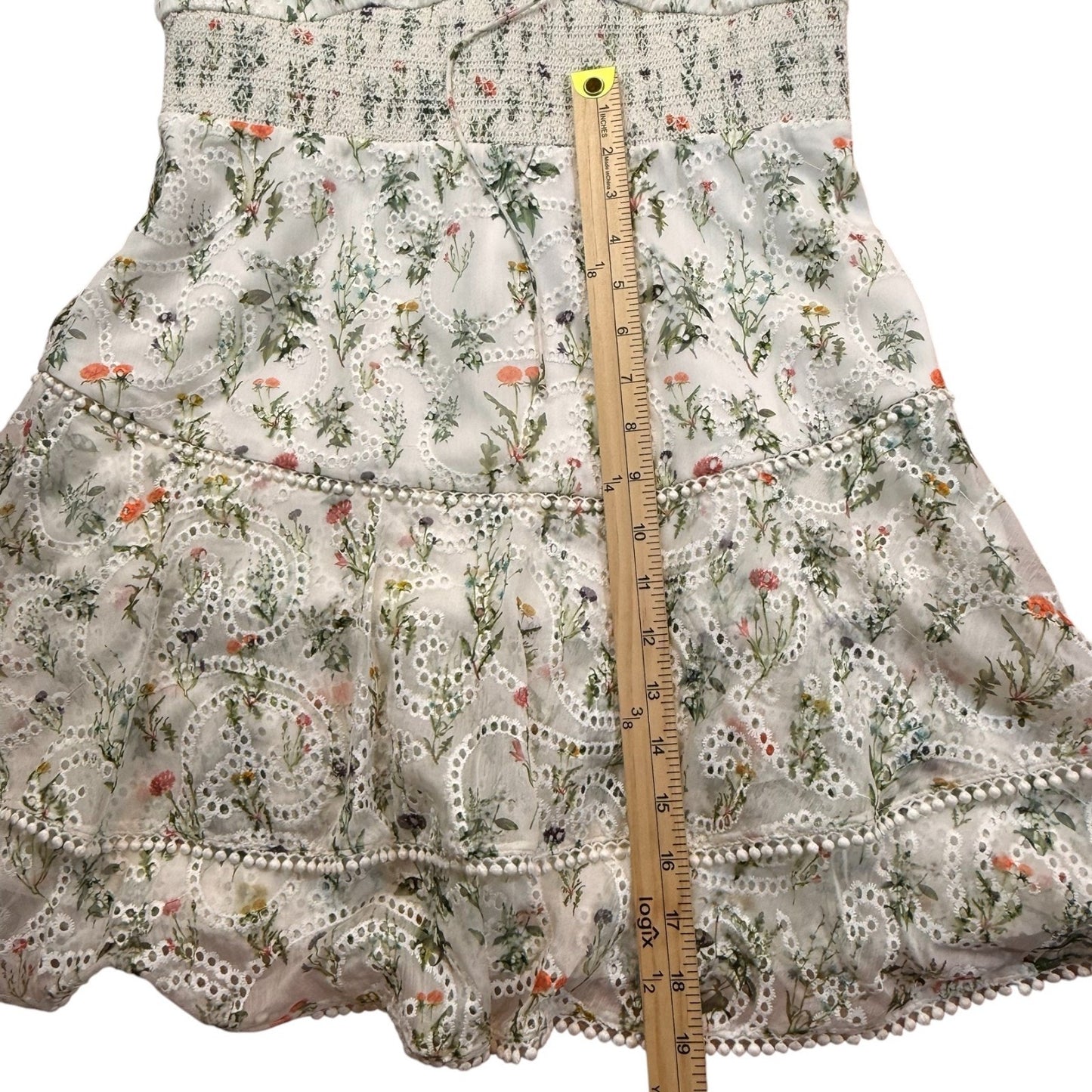Alice + Olivia Georgia Floral Eyelet Mini Dress White Size 10 NWT Summer $395 Women's