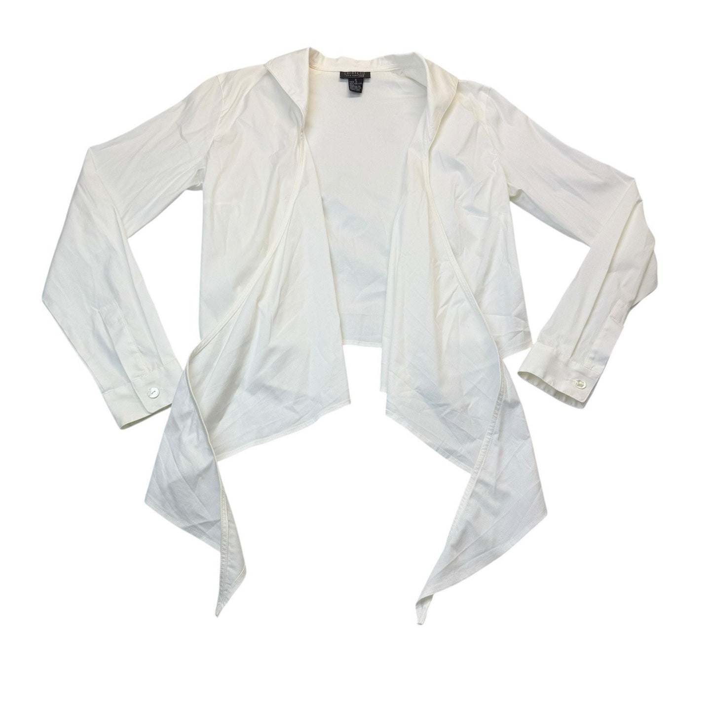 Lafayette 148 White Draped Open Front Cardigan Size 4nItaly Fabric Women's