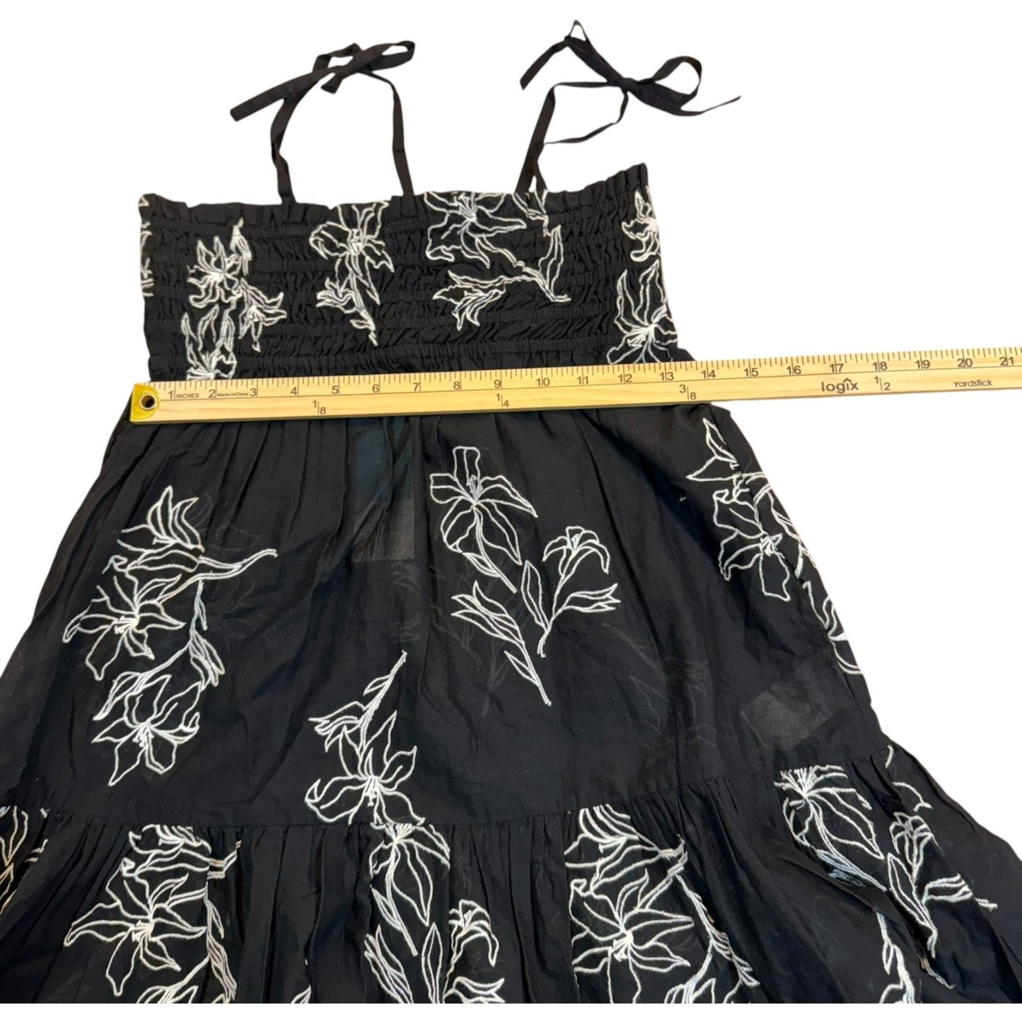 Tanya Taylor Swim Mini Lina Dress Girl's M Black WHT Embroidered Lily Cotton NWT