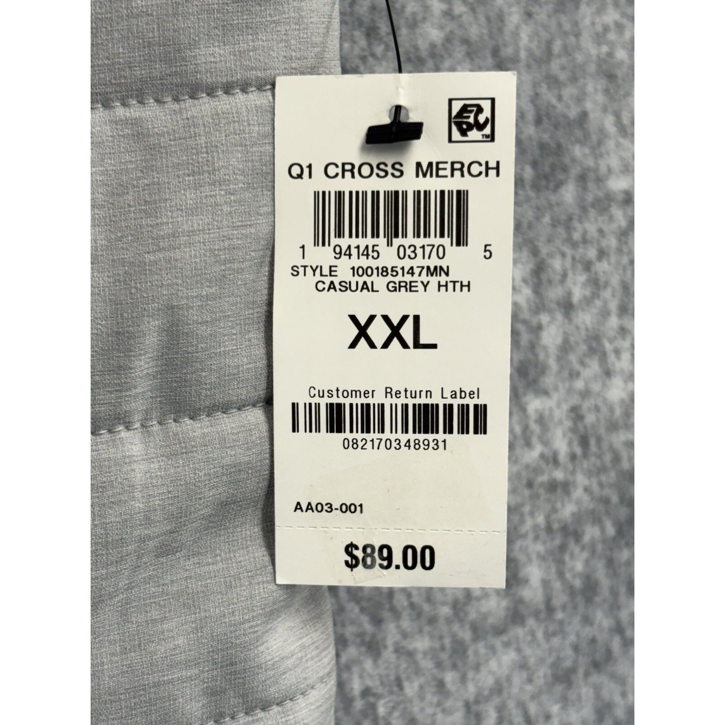 NWT Alfani Men's Stylish Heathered Quilted Vest Zip Stand-Collar Gray Silver Size 2XL