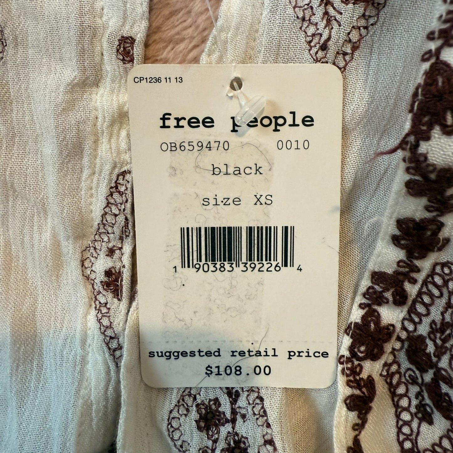 NEW Free People Women's Size XS Long Sleeve Boho-Inspired V-Neck Blouse 100% Rayon