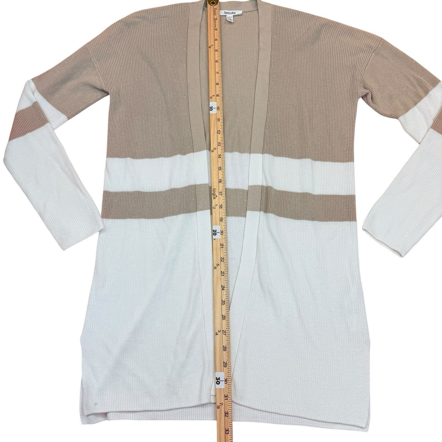 Splendid Colorblock Open Cardigan Beige White Size S Women's