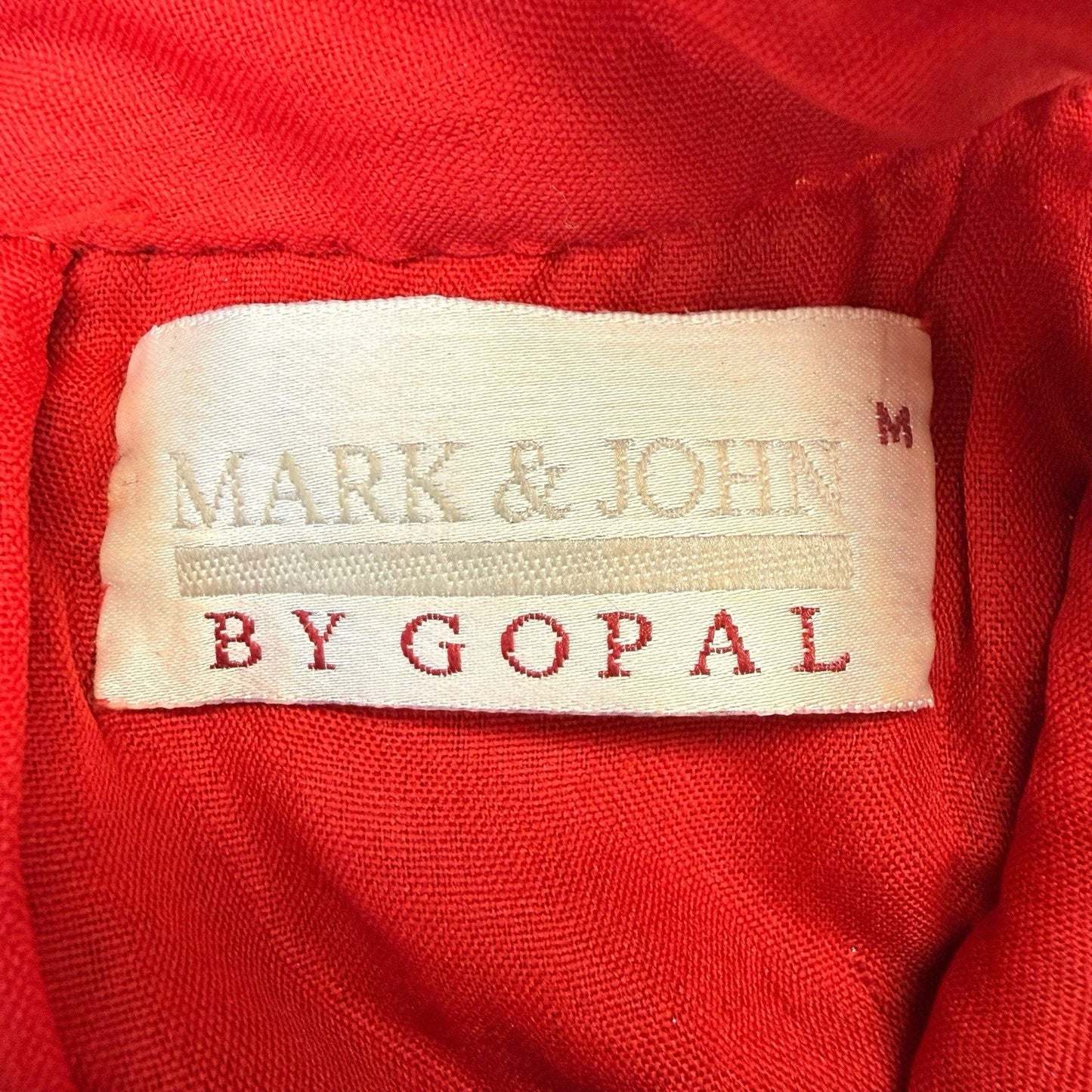 Mark & John by Gopal Red Beaded Silk Top Women’s Medium Sleeve Blouse