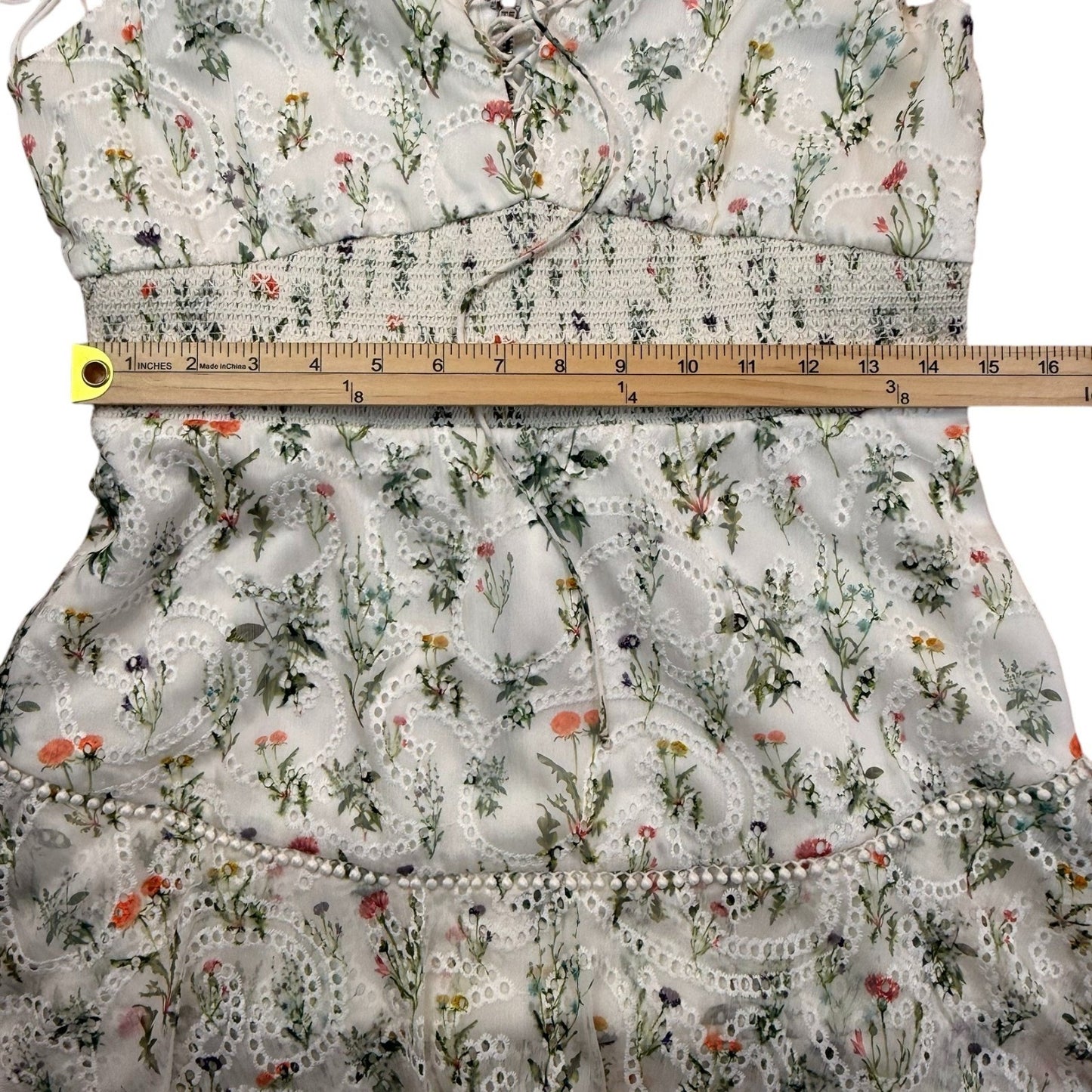 Alice + Olivia Georgia Floral Eyelet Mini Dress White Size 10 NWT Summer $395 Women's