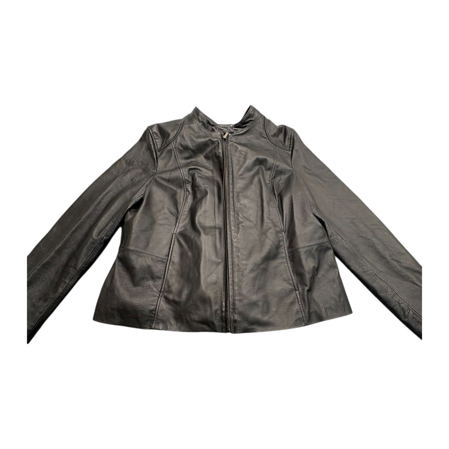 Women's Vintage Colebrook Classic Black Lamb Leather Jacket Fleece Lined XL