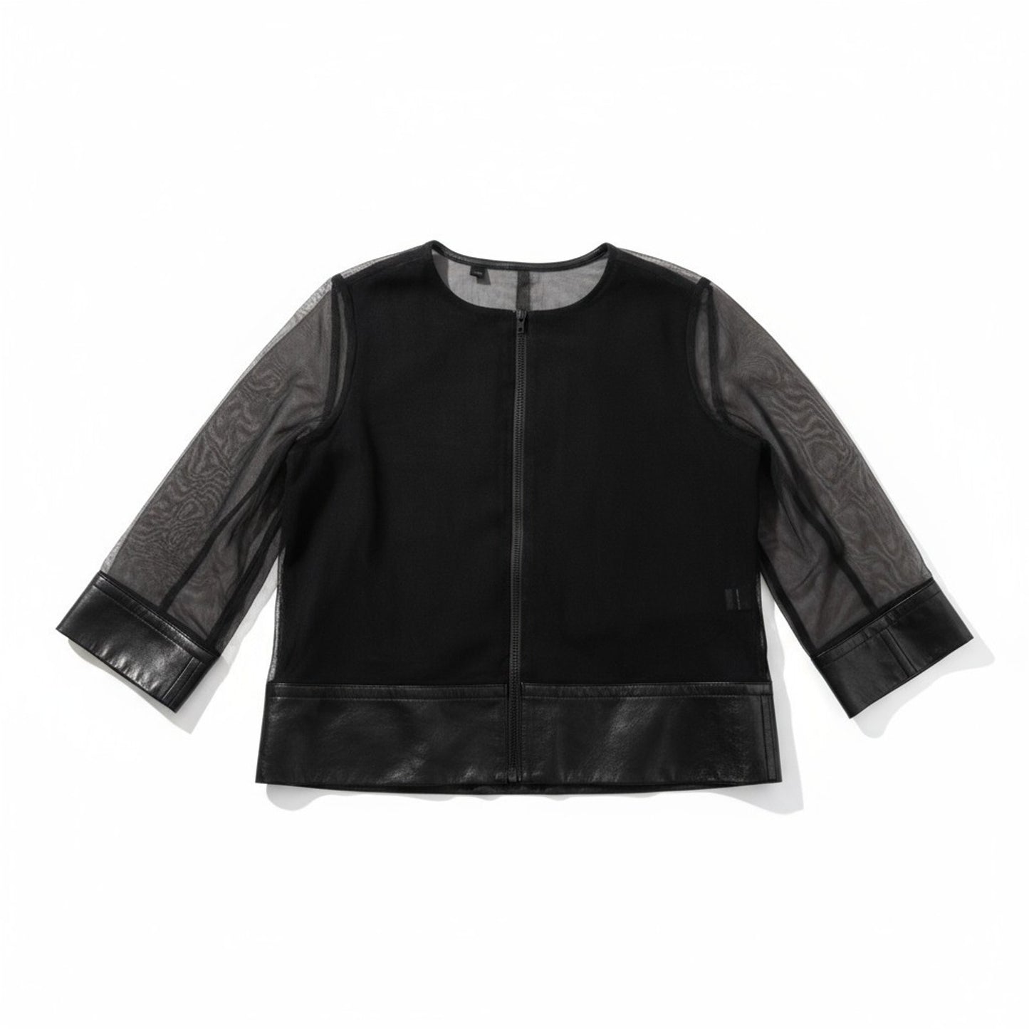 Carlisle Women’s Size 2 Black Blue Sheer Sleeve Embroidered Jacket Top