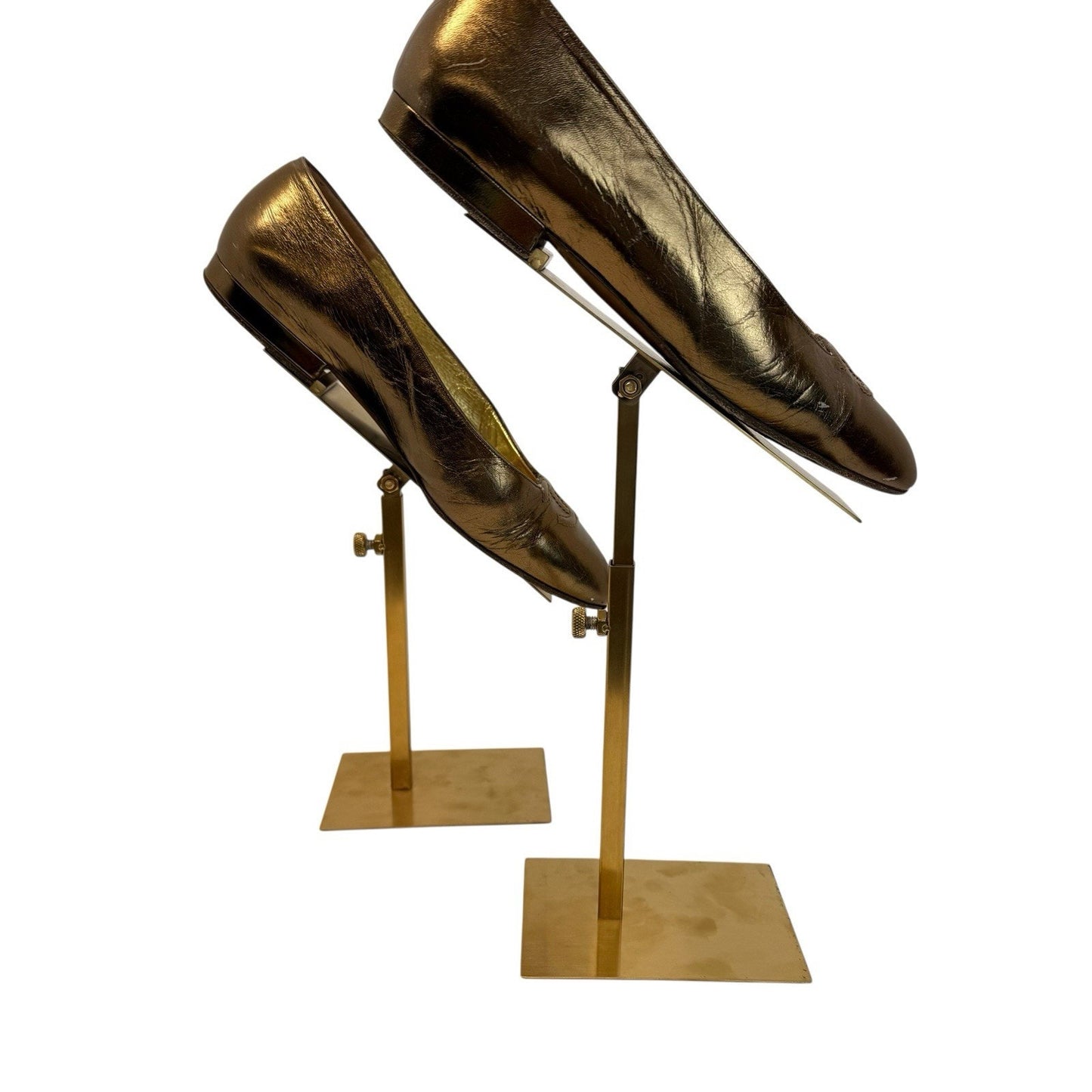 Chanel Gold Metallic Leather CC Logo Pumps Heels Vintage Women’s EU 35.5