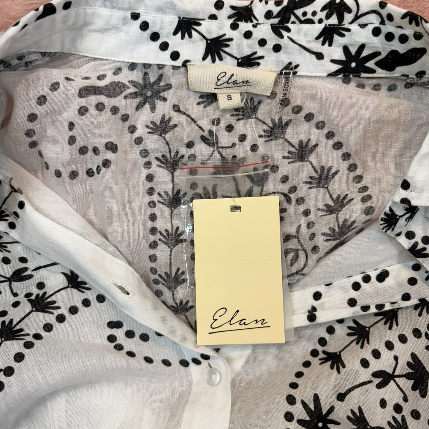 NEW Elan Women's Size Small Collared Button-Up Front Long Sleeves 100% Cotton